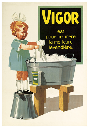 Vigot est Pour, little girl in blue does laundry