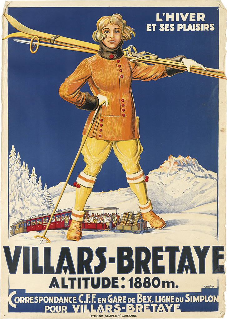 Villars Bretaye, woman with skis