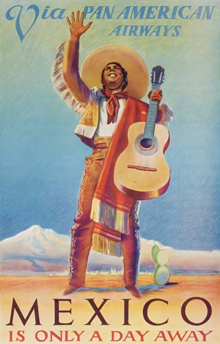Via Pan American Airways, Mexico, mariachi man