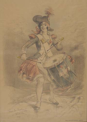 Sketch of woman with drum