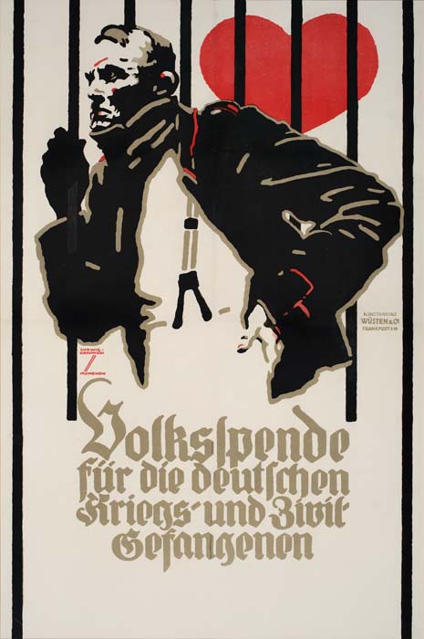 Volksspende fur die deutschen, man behind bars, larger poster