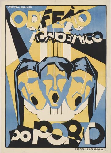 Orfeao Academico, singers, blue and yellow poster
