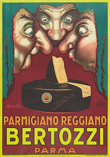 Parmigiano Reggiano Bertozzi Parma, three men smell cheese