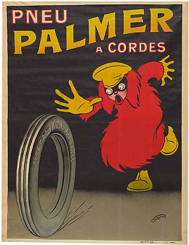 Pneu Palmer a Cordes, figure in red feathers, tire