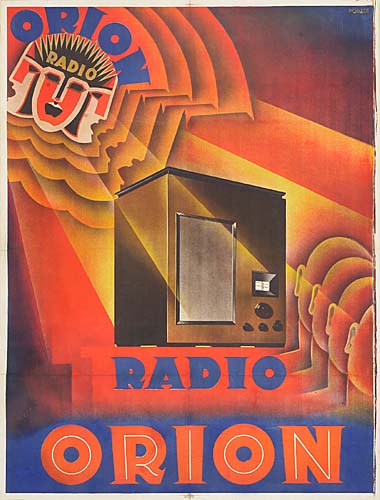 Radio Orion, blue and orange poster