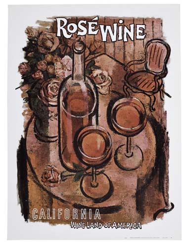 Rosewine California Wine Land of America, wine glasses and bottle
