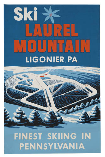 Ski Laurel Mountain, Ligonier PA, blue poster