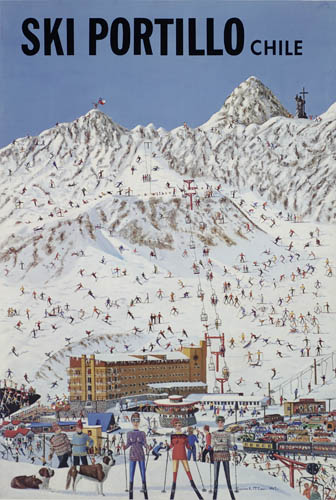 Ski Portillo Chile, skiers on the mountain