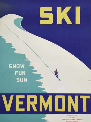 Ski Vermont, blue poster