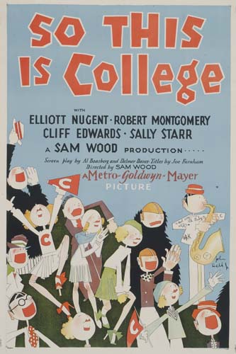 So This is College, blue poster, crowd