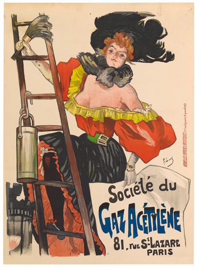 Societe du Gaz Acetulene, woman in black and red