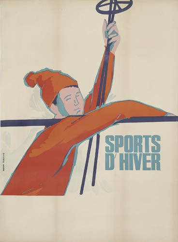 Sports D’Hiver, man in brown with skis
