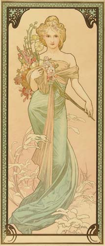 Long poster, girl in blue dress