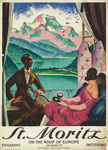 St. Mortiz On The Roof Of Europe, couple in the window, mountain