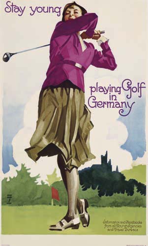 Stay Young, Playing Golf in Germany, woman golfing in purple