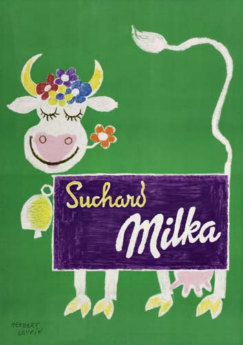 Suchard Milka, green poster, cow