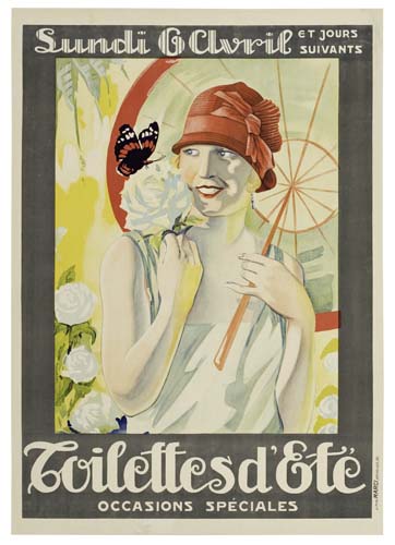 Sundi 6 Avril Toilettes d’Ete, woman in white with parasol