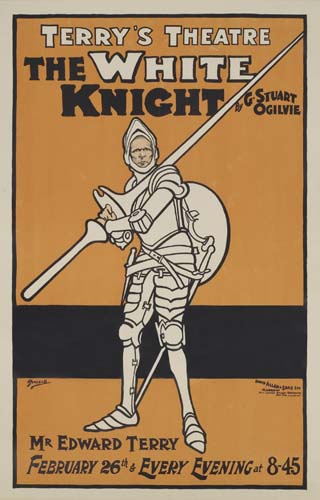 Terry’s Theatre The White Knight, orange poster, knight