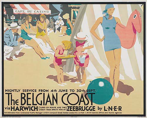The Belgian Coast, women and children on the beach