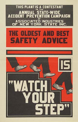 Watch Your Step, red and black poster