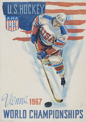 U.S. Hockey Vienna 1967 World Championships, man plays hockey