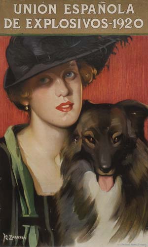 Union Espanola de Explosivos 1920, woman with dog