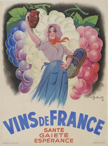 Vins de France, grapes, woman in blue